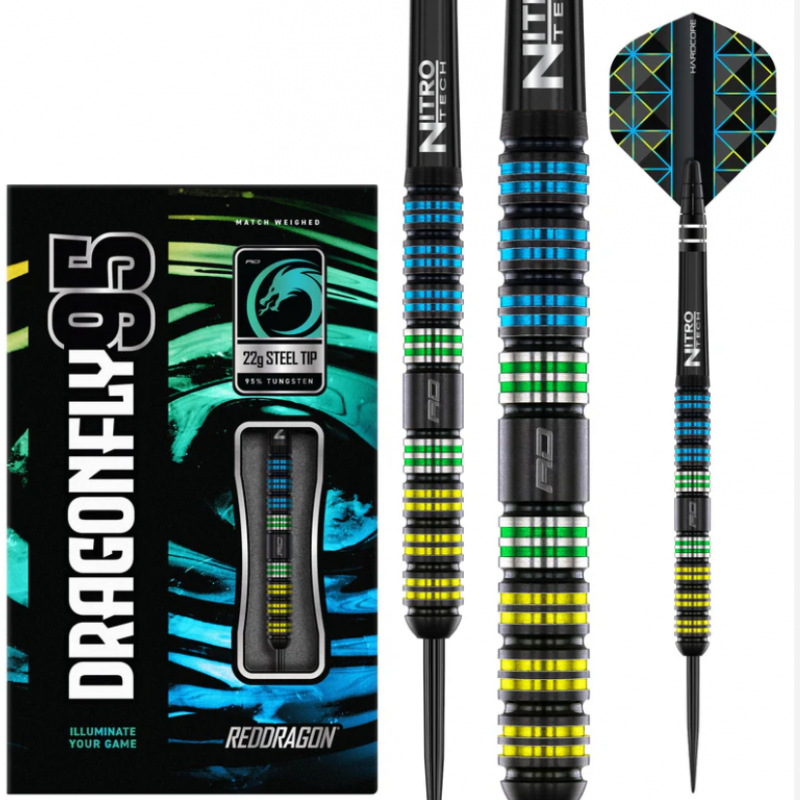 RED DRAGON DRAGONFLY 95 BLACK PARALLEL DARTS - 24gm