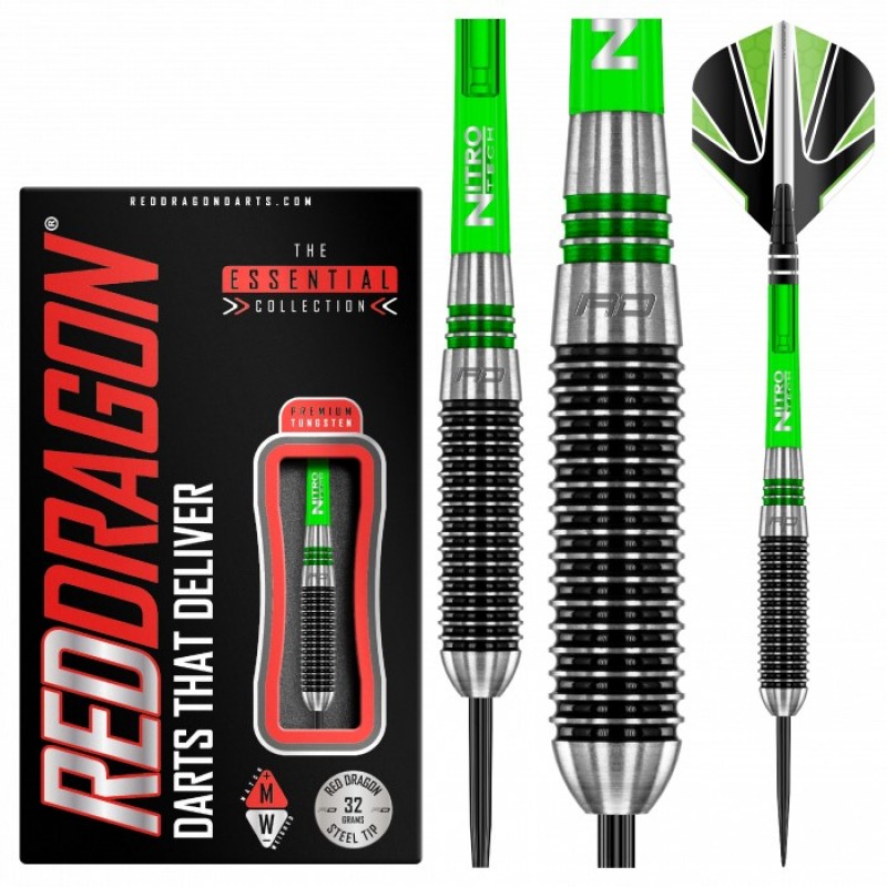 Professional Darts with Shafts Flights and Checkout Card RED DRAGON Raider Series: 23g Steel Tip Tungsten Darts Set Choice of Colour Available Stems 